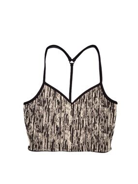 Koral Black and White Striped Racerback Crop Bralette